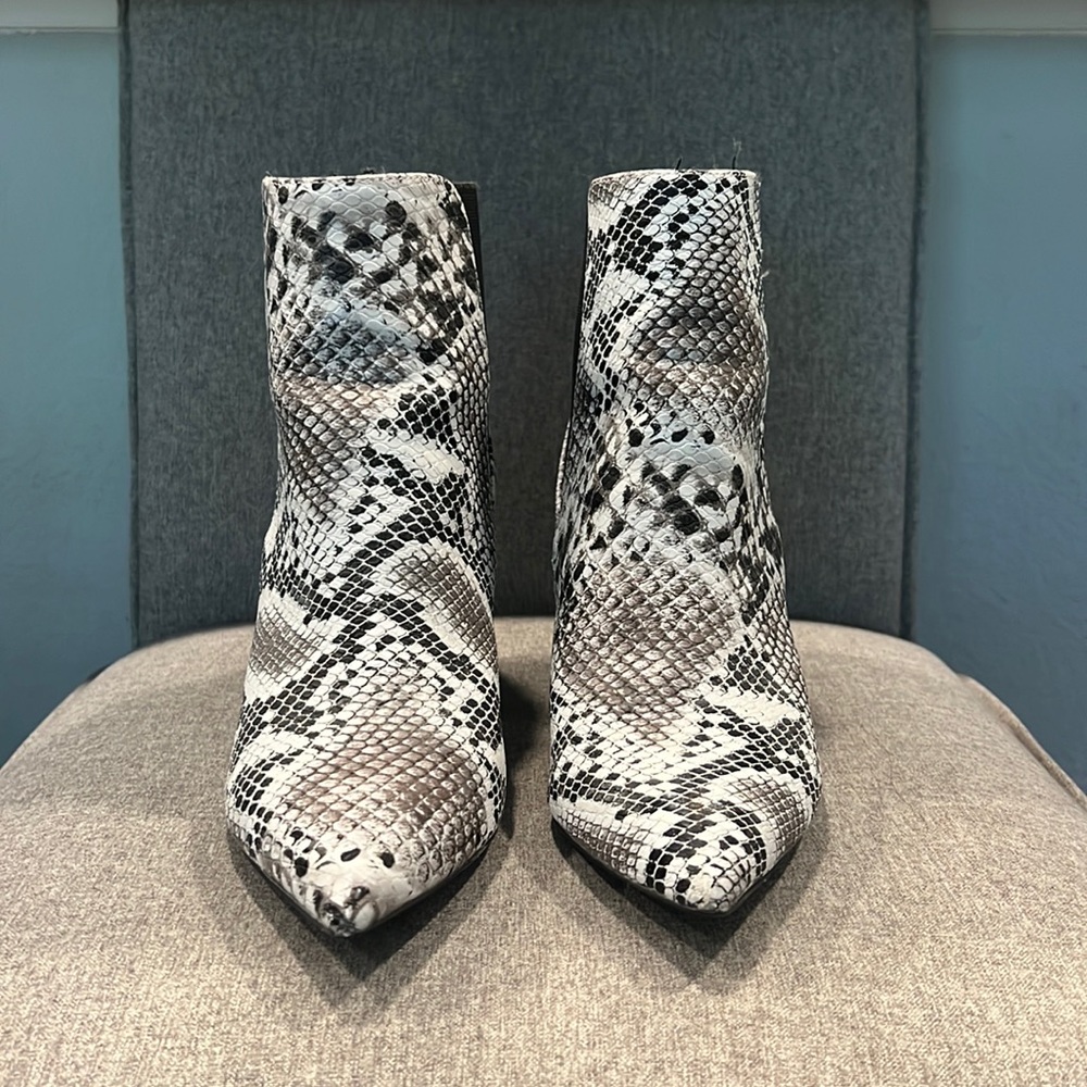 Snake print booties